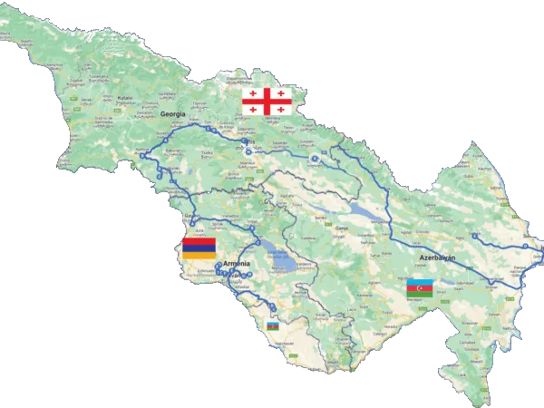 Itinerario del viaje por Azerbaiyán, Georgia y Armenia
