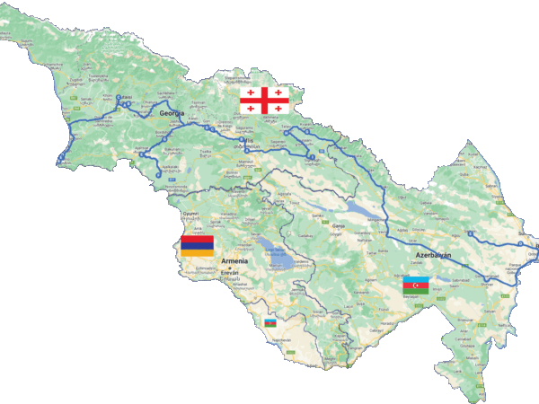 Itinerario del viaje por Azerbaiyán y Georgia