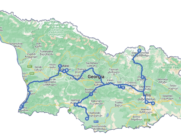 Itinerario del viaje por Georgia