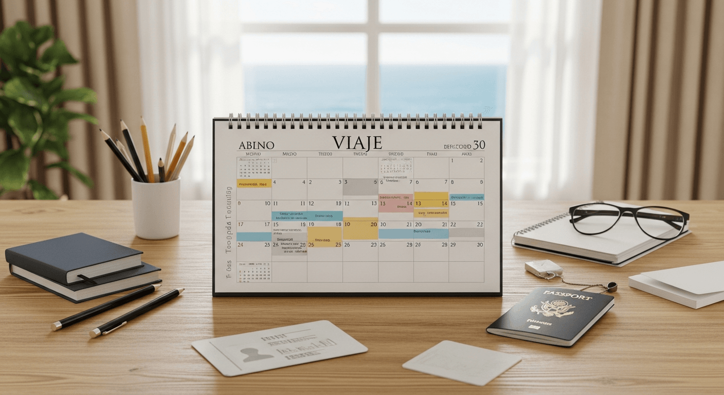 calendario de planificación para vacaciones de playa baratas mostrando temporadas económicas