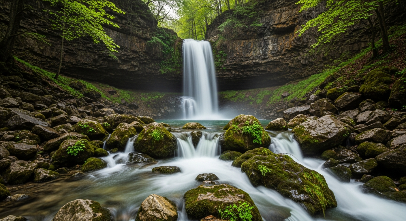 Sairme-Wasserfälle im Nationalpark Borjomi, Georgien, Wanderwege zum Trekking in den Kaukasus-Bergen